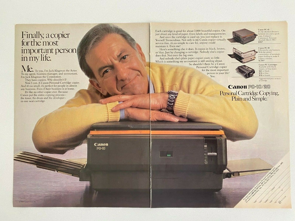 Canon PC-10/20 Personal Cartridge Copying 1983 Vintage Print Ad | eBay