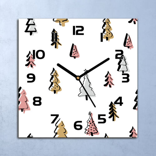 Glass Wall Clock Home Kitchen Silent Scandinavian Pastel Forest Trees 30x30 - Picture 1 of 6