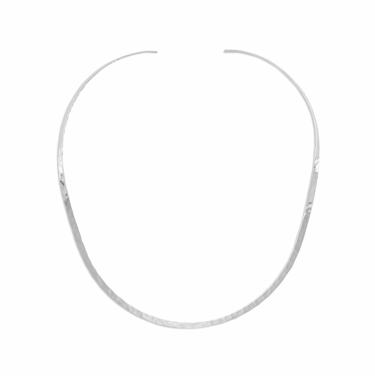 Collar Necklace Flat 3mm Open Back Polished Sterling Silver Collar Necklace Flat 3mm Open Back Polished Sterling Silver