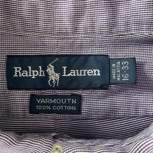 Ralph Lauren Yarmouth Long Sleeve Cotton Shirt 16 33 Purple White Plaid - Picture 6 of 7