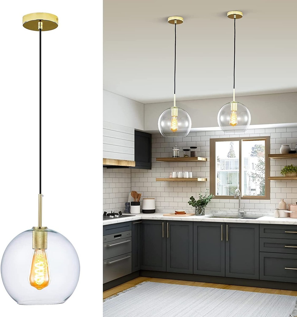 Globe Pendant Light Kitchen Island | Shelly Lighting