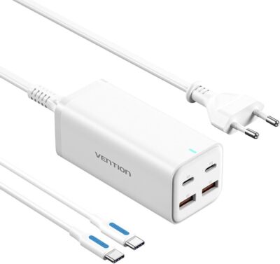 Wandladegerät/ 2xUSB Typ-C + USB-Typ-C-Kabel/ 2xUSB/ 100W Vention
