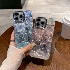 Trendy Castle Phone Case Shockproof Glitter for iPhone 16 15 14 13 12 11 Pro Max