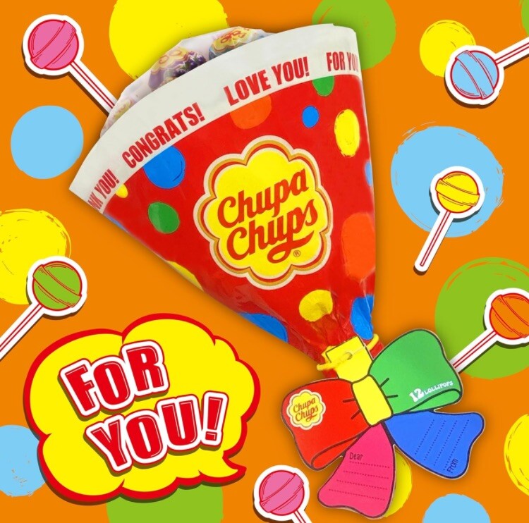 Japanese 12Chupa Chups Lollipops Flower bouquet Ramune