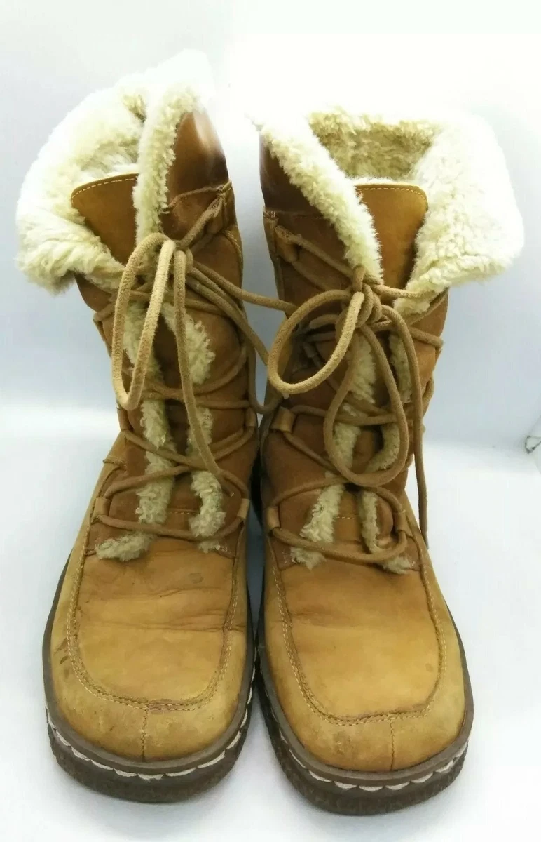 Bare Traps Womens Tan Suede Boots Size 6 M Faux Fur Lined Winter