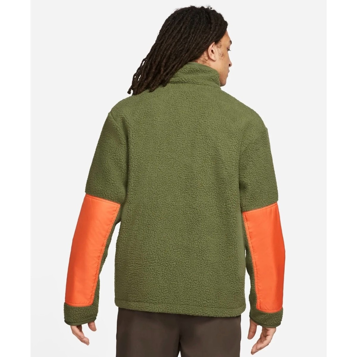 Nike THERMAL-FIT ジャケット　グリーン オレンジ Lサイズ Nike Mens Size S DD5021-326 Sherpa Fleece Full Zip Jacket Green