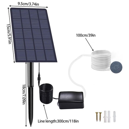Pond Water Oxygen Pump Oxygenator Solar Powered Air Stone Aerator Fish Tank AU - Picture 5 of 23