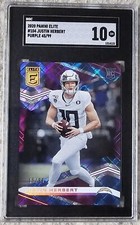 2020 Justin Herbert Panini Donruss Elite Purple RC 45/99 Graded SGC 10 Chargers