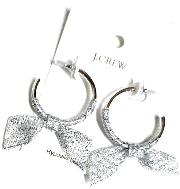Pendientes de aro envueltos en cinta J.Crew en latón plateado brillante nuevos Foto 4 de 4