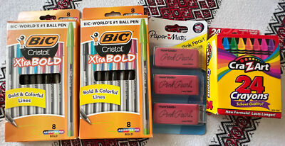 Set 4!!!BIC Cristal Xtra Bold Ballpoint Pen, Bold Point Assorted Color 8 ct