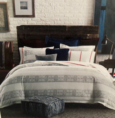 Set completo copripiumino Tommy Hilfiger Fairisle Stripe 3 pezzi queen flanella - Foto 4 di 4