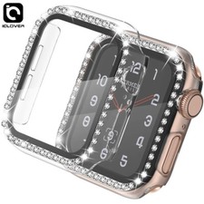 Tempered Glass Protector Screen Case Bling Cover For iWatch Apple Watch 8 7 6 5