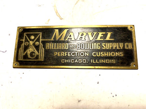 MARVEL Billiard Table Name plate Chicago