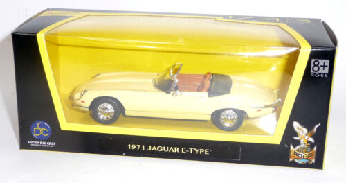 1971 Jaguar E-Type Cabrio Sammlermodell ca. 1:43 / 11cm beige Lucky Diecast - Afbeelding 1 van 5