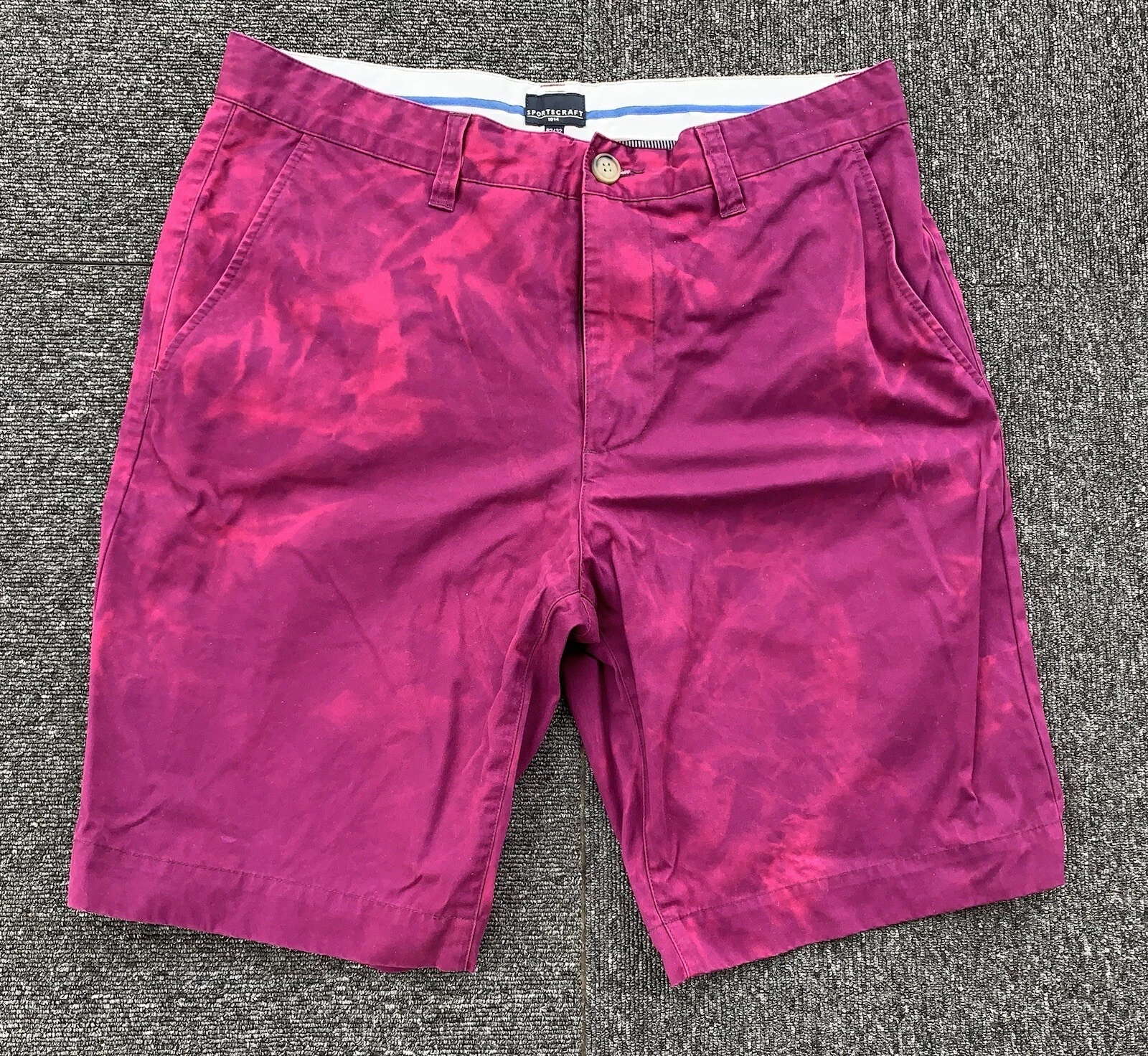 SPORTSCRAFT Men's Chino Shorts 32 Purple Fuchsia Zip Mid Rise