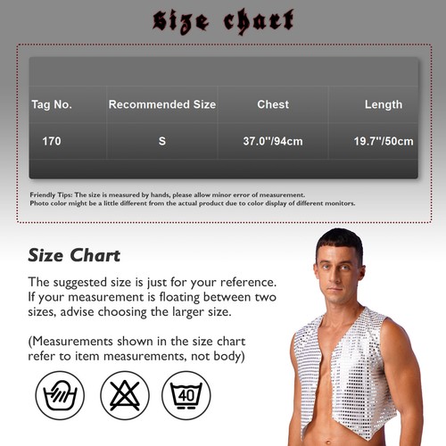 Men's Shiny Sparkly Sequins Vest Slim Fitted Tank Tops Sleeveless Clubwear Shirt - Picture 69 of 97