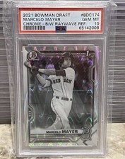 2021 Bowman Chrome Draft Marcelo Mayer Black & White Ray Wave Refractor PSA 10
