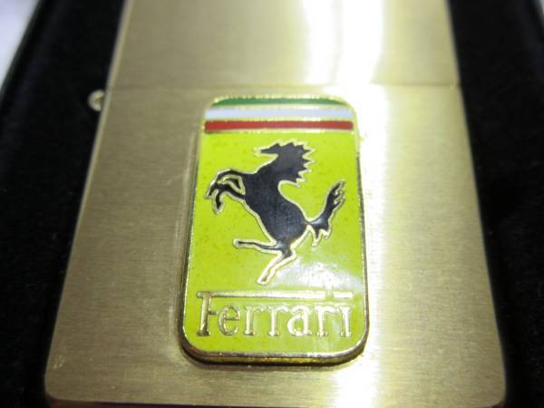 Zippo FERRARI Automobile Emblem Logo Gold Brass with Case NEW JP