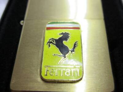 Zippo FERRARI Automobile Emblem Logo Gold Brass with Case NEW JP