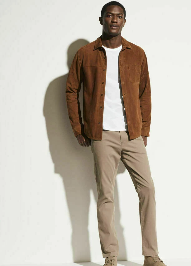 Men's Brown Suede Shirt 100% Real Lambskin Soft Vintage Stylish Wear Shirt