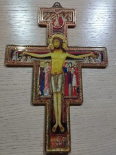 Crocifisso San Damiano finitura oro misure 30/22 da parete