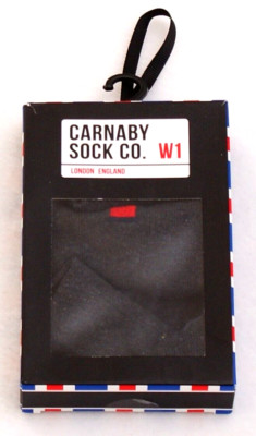 Carnaby Sock Co. W1 London England Black Crew Socks Men's 8-12 NWT