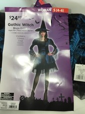 New GOTHIC WITCH 2 Piece Halloween Costume Size WOMAN S 4-6