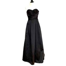 David’s Bridal Black Strapless Satin Pleated Bodice Ball Gown Black Dress Size 6