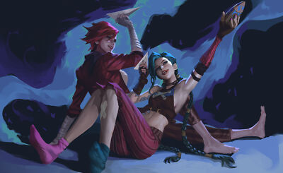League of Legends rayden chen fan art vi jinx video game playmat gaming mat