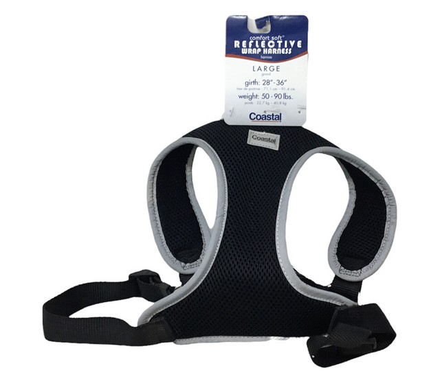 Coastal Pet Comfort Soft Reflective Wrap Adjustable Dog Harness Black