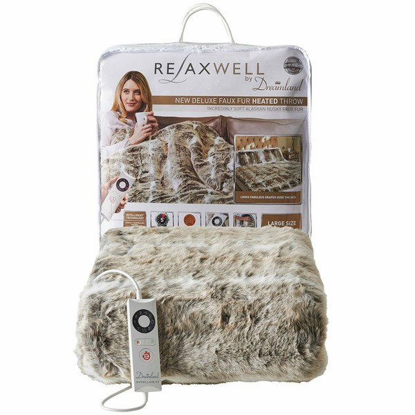 Dreamland Relaxwell Deluxe Faux Fur Heated Throw 120 x 160cm for sale  online | eBay