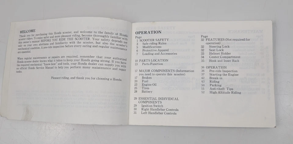 Honda 1992 SK50M  Dio SR Original Factory Owner's Manual Printed in Japan VGC - Image 4 of 4