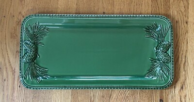 Bonjour Sierra Pine Green Platter 8x16 Inches Rustic Country READ