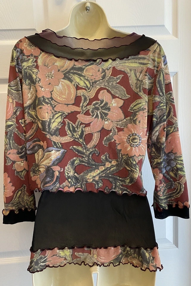 Deca Paris Vintage 90’s Tropical Retro Fruit Floral Art To Wear Layered Top 4 - Image 4 of 4