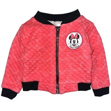 Disney Baby Girls Pink Minnie Mouse Quilted Full Zip Jacket Size 0-3M