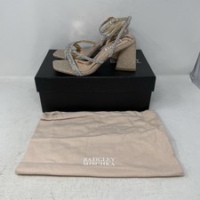 Badgley Mischka Freedom Glitter Block Heel Pale Gold Sandals Women's Size 5