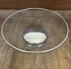 Vintage Mid-Century Modern Silver Open Spoke Wire Metal Round Fruit Bowl 9 3/4”  — photo 3