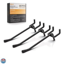 60 Pack 4 Inch Black Pegboard Hooks, 1/4" Heavy Duty Peg Board Shelving Hooks...