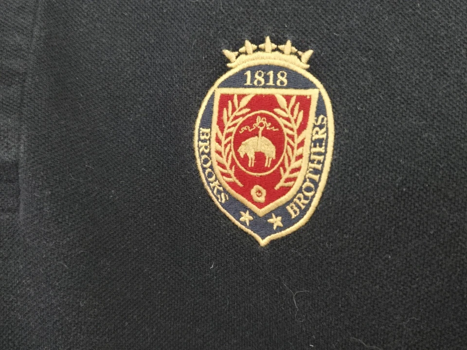 Camisa de Rugby Brooks Brothers Para Hombres L Negra Rayas Cresta Logo L/S Preppy Polo Foto 3 de 4