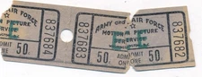 VINTAGE ARMY AIR FORCE MOTION PICTURE SERVICE TICKET STUBS WASHINGTON DC & BONUS