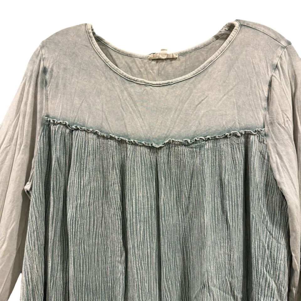 Caballete Los Angeles Campesino Boho Fluido Hada Top Largo Slv Verde Pálido Azul Med LEER Foto 3 de 4