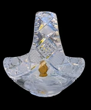 Imperlux Pear Lead Crystal Basket Bowl 7” West Germany-German Democratic Republc