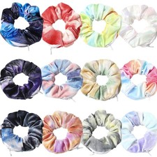 12 Pcs Hair Scrunchies Ponytail Holder Hair Ties with Hidden Zipper Pocket