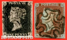 SG. 2 & 7. A1 (1) & A2. AS25 & AS29. " MJ ". Plate 5. A fine used matched B59034