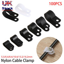 Metal Pipe Mounting Fix R-Type Clip Wiring Hose Fasteners Nylon Cable Clamp