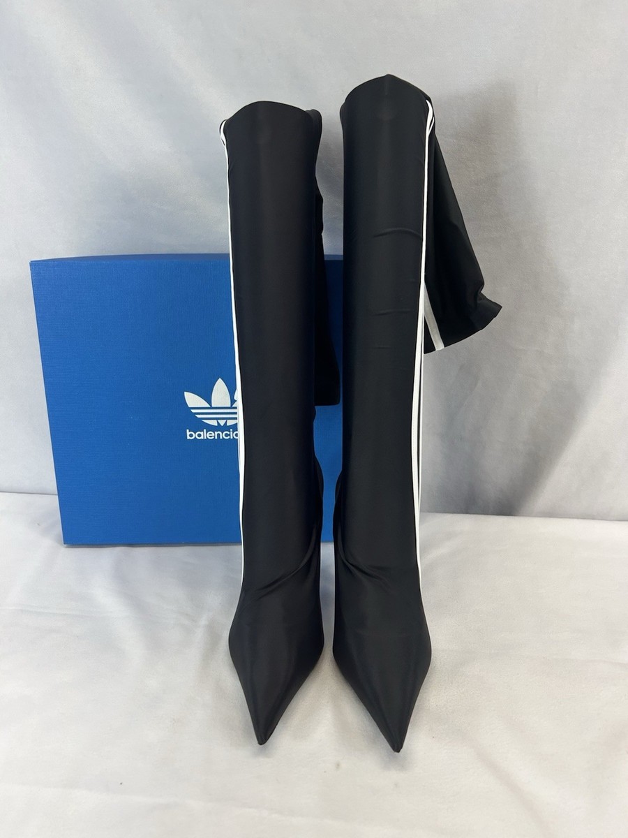 Balenciaga X Adidas Knife Over-The-Knee Black & White Boots Sz US