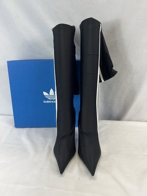 Balenciaga X Adidas Knife Over-The-Knee Black & White Boots Sz US