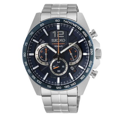 Seiko Chronograph Neo Sport Navy Dial Stainless Steel Strap [SSB345P1]