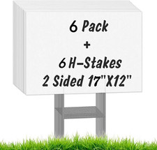 6 Pack Blank Yard Signs with Stakes, 17 X 12 Inches Garden Yard Signs Yard Sale