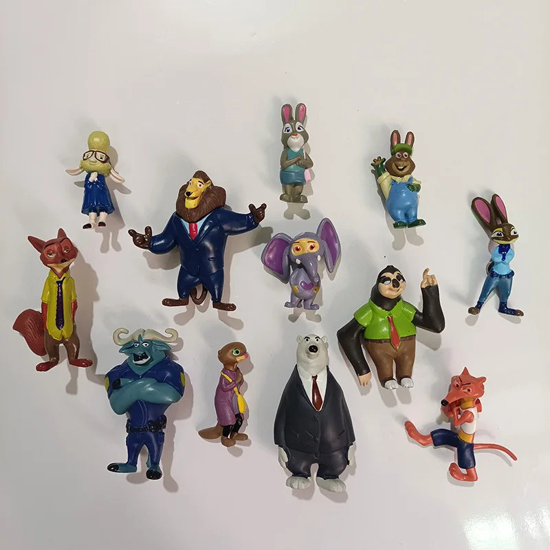 12 pcs set Zootopia Animals Action Figure 4-8 cm Kids Toys Gift Collection Cake
